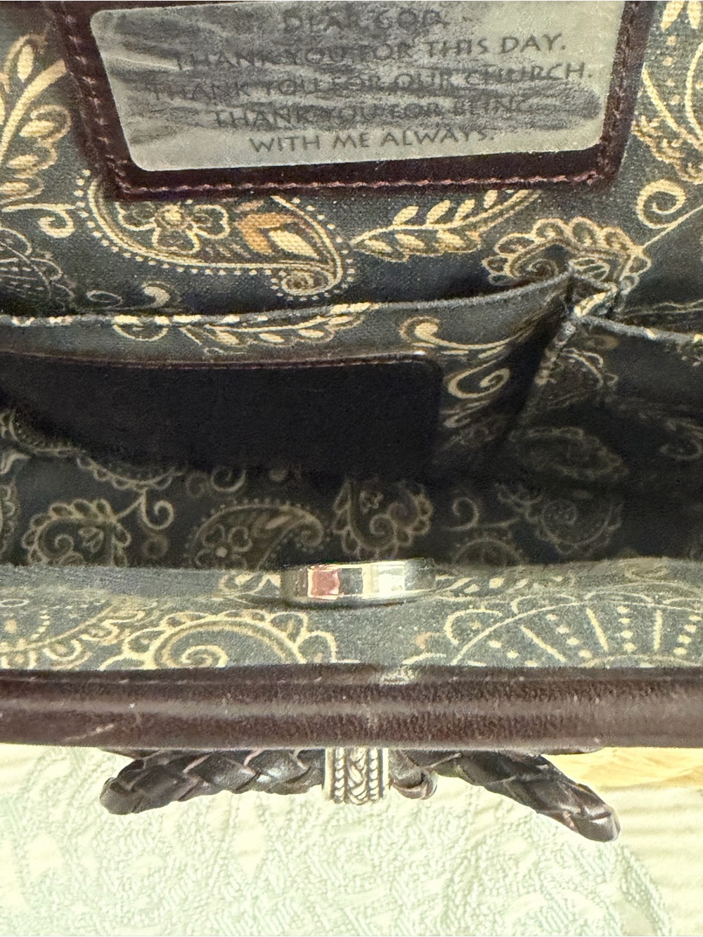 Brighton Natural Woven Shoulder Bag with Dark Brown Trim - Picture 4 of 9